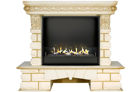 Биокамин в портале Firezo Pierre luxe Lord Слоновая кость белый