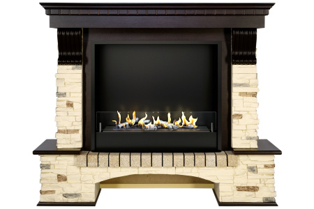 Биокамин в портале Firezo Pierre Luxe Темный дуб сланец